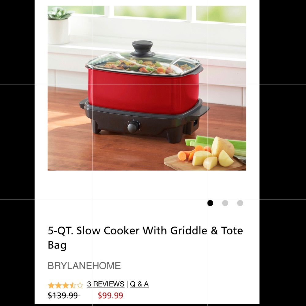 5-QT. Slow Cooker With Griddle & Tote Bag